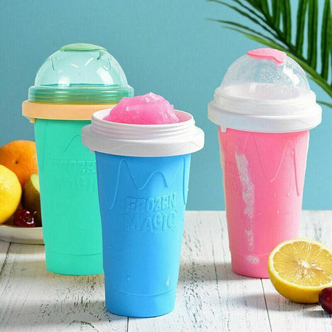 Slushie Maker Cup Quick Freeze Magic Squeeze Cup Milkshake Cup Ice Cream Maker - Pink