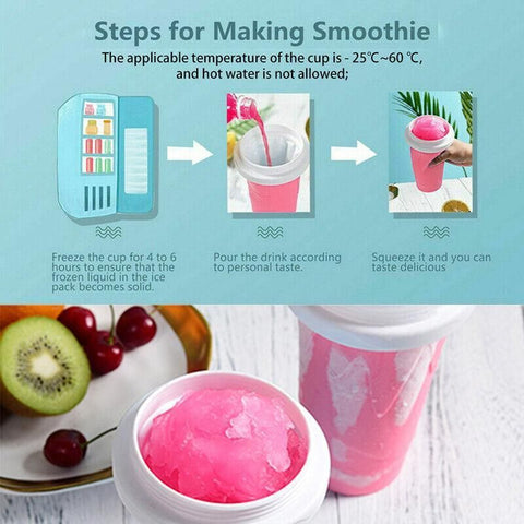 Slushie Maker Cup Quick Freeze Magic Squeeze Cup Milkshake Cup Ice Cream Maker - Pink