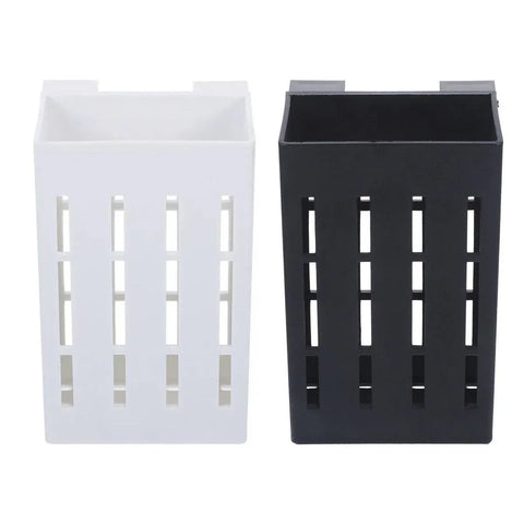 Hydroponic Plant Storage Rack Fish Tank Decoration Square Aquarium Basket Holder - White