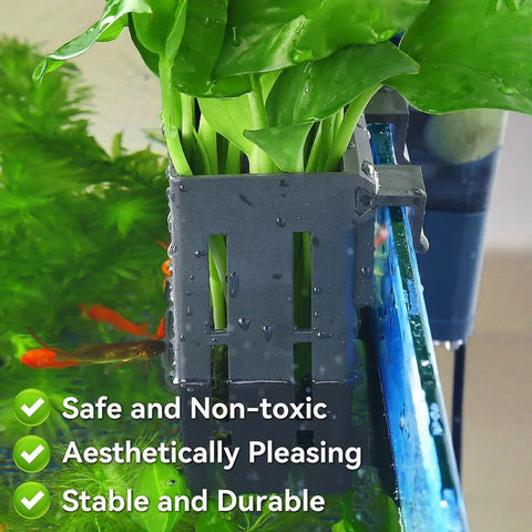 Hydroponic Plant Storage Rack Fish Tank Decoration Square Aquarium Basket Holder - White