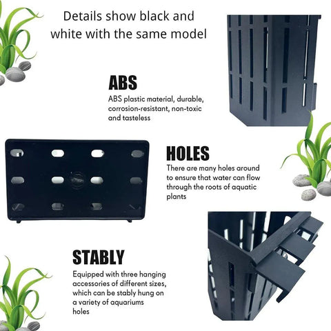 Hydroponic Plant Storage Rack Fish Tank Decoration Square Aquarium Basket Holder - White