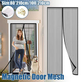 Striped Screen Door Curtain Mesh with Auto Close for Insect Protection and Ventilation - 100*210cm
