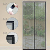 Striped Screen Door Curtain Mesh with Auto Close for Insect Protection and Ventilation - 100*210cm