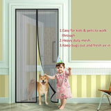 Striped Screen Door Curtain Mesh with Auto Close for Insect Protection and Ventilation - 100*210cm