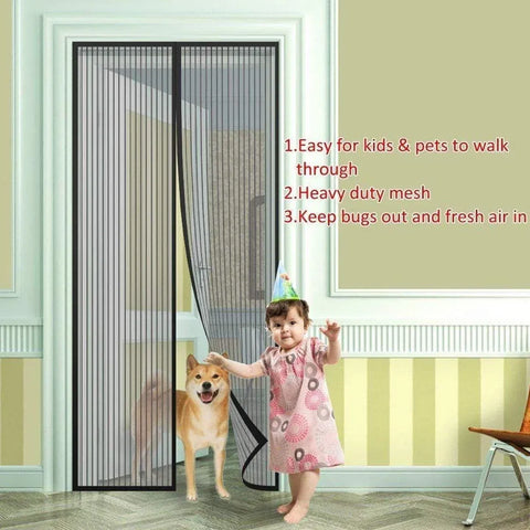 Striped Screen Door Curtain Mesh with Auto Close for Insect Protection and Ventilation - 100*210cm