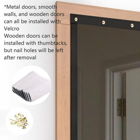 Striped Screen Door Curtain Mesh with Auto Close for Insect Protection and Ventilation - 100*210cm