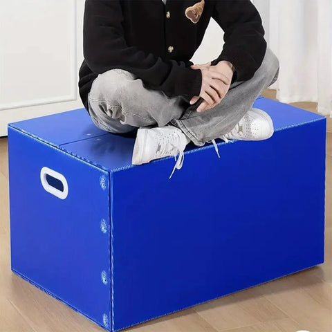 Large Capacity Waterproof Plastic Storage Box Foldable Moving Organizer Durable - 40x30x30cm