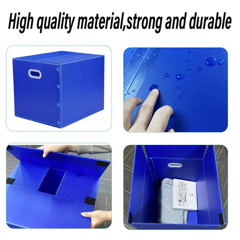 Large Capacity Waterproof Plastic Storage Box Foldable Moving Organizer Durable - 40x30x30cm