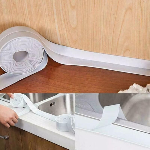 Kitchen Bathroom Sink Sealing Strip Waterproof Tape 3.2M White Easy to Clean White - 38mm*3.2m