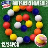 Indoor Outdoor Golf Training Foam Balls 12 Pack PU Soft Practice Accessories - Red