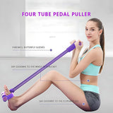Multi-Function Exercise Tension Rope Foot Pedal Resistance Fitness Pull Bands - Pink