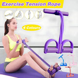 Multi-Function Exercise Tension Rope Foot Pedal Resistance Fitness Pull Bands - Red