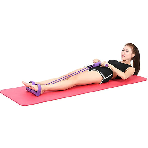 Multi-Function Exercise Tension Rope Foot Pedal Resistance Fitness Pull Bands - Red