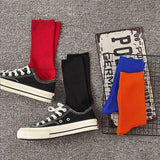 Olid Pure Colour Formal Socks Cotton Fashion Casual Breathable Crew Socks - Blue 2 Pairs