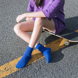 Olid Pure Colour Formal Socks Cotton Fashion Casual Breathable Crew Socks - Blue 2 Pairs
