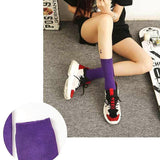 Olid Pure Colour Formal Socks Cotton Fashion Casual Breathable Crew Socks - Blue 2 Pairs