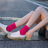 Olid Pure Colour Formal Socks Cotton Fashion Casual Breathable Crew Socks - Blue 2 Pairs