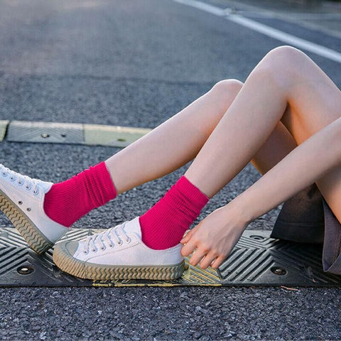 Olid Pure Colour Formal Socks Cotton Fashion Casual Breathable Crew Socks - Blue 2 Pairs