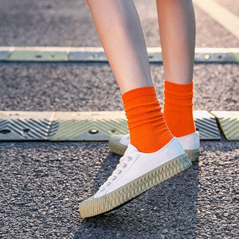 Olid Pure Colour Formal Socks Cotton Fashion Casual Breathable Crew Socks - Blue 2 Pairs