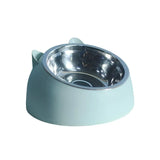 Pet Dog Cat Food Bowl Raised No Slip Stainless Steel Tilted Water Food Feeder - Matcha Green