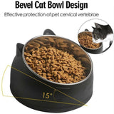 Pet Dog Cat Food Bowl Raised No Slip Stainless Steel Tilted Water Food Feeder - Matcha Green