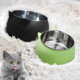 Pet Dog Cat Food Bowl Raised No Slip Stainless Steel Tilted Water Food Feeder - Matcha Green