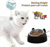 Pet Dog Cat Food Bowl Raised No Slip Stainless Steel Tilted Water Food Feeder - Matcha Green