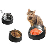 Pet Dog Cat Food Bowl Raised No Slip Stainless Steel Tilted Water Food Feeder - Matcha Green