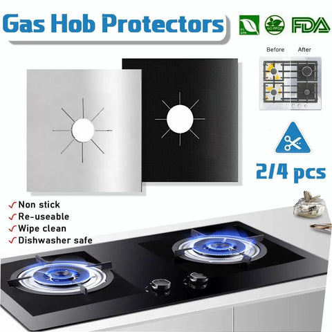 Gas Stove Burner Covers Reusable Hob Protectors Non Stick Liner Pad 4 Pcs - 4 PCS Silver