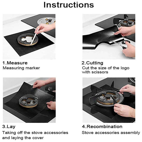 Gas Stove Burner Covers Reusable Hob Protectors Non Stick Liner Pad 4 Pcs - 4 PCS Silver
