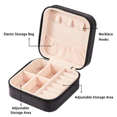 Travel Jewelry Organizer Box Portable Leather Storage Ornaments Ring Earrings - Pink (10x10x5cm)