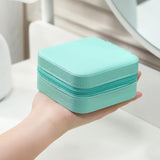 Travel Jewelry Organizer Box Portable Leather Storage Ornaments Ring Earrings - Pink (10x10x5cm)