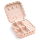 Travel Jewelry Organizer Box Portable Leather Storage Ornaments Ring Earrings - Pink (10x10x5cm)