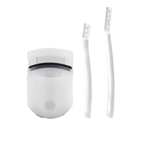 3Pcs Eyebrow Razor Set Facial Trimmer Shaver Blade Hair Remover Beauty Tool - Short+Long Eyebrow Razor+Eyelash Curler-Clear