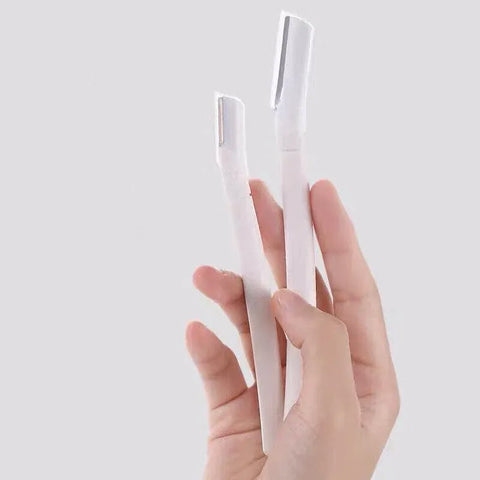 3Pcs Eyebrow Razor Set Facial Trimmer Shaver Blade Hair Remover Beauty Tool - Short+Long Eyebrow Razor+Eyelash Curler-Clear
