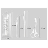 3Pcs Eyebrow Razor Set Facial Trimmer Shaver Blade Hair Remover Beauty Tool - Short+Long Eyebrow Razor+Eyelash Curler-Clear