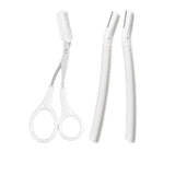 3Pcs Eyebrow Razor Set Facial Trimmer Shaver Blade Hair Remover Beauty Tool - 2X Eyebrow Razor+Scissor-White