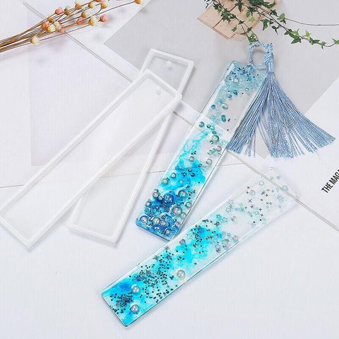5PCS Silicone Bookmark Mould Rectangle Resin Craft Making Tool for DIY Projects