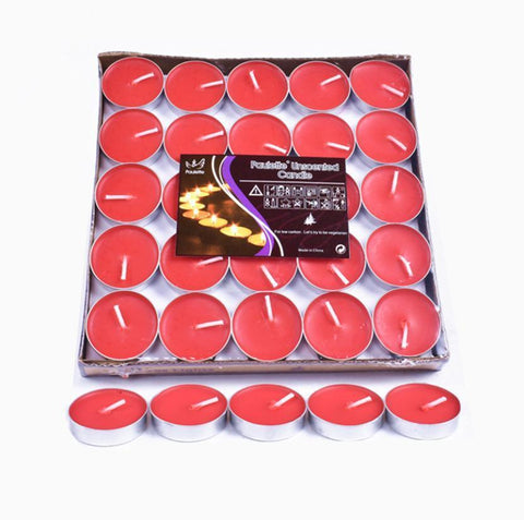 Tealight Candles 10 or 50 Pack Unscented Long Burning for Wedding Party Decor - Red- 4 Hours50PCS