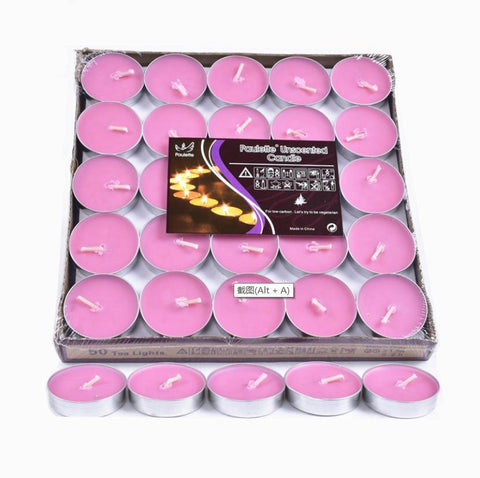Tealight Candles 10 or 50 Pack Unscented Long Burning for Wedding Party Decor - Red- 4 Hours50PCS