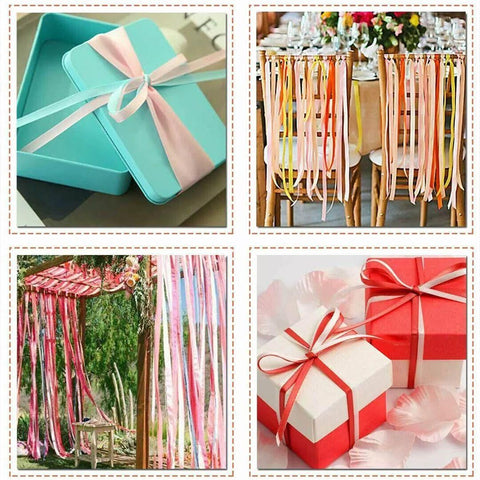 10mm Width Satin Hair Ribbon Wedding Party Decoration Gift Banquet 3m - Champagne