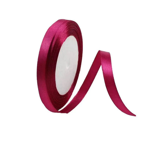 10mm Width Satin Hair Ribbon Wedding Party Decoration Gift Banquet 3m - Deep Rose Red