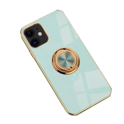 Light Cyan Luxury Shockproof Silicone Ring Case Stand Cover for iPhone 14 13 12 Pro Max - iPhone 12 Pro