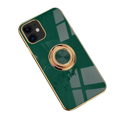 Dark Green Luxury Shockproof Silicone Ring Case Stand Cover for iPhone 14 13 12 Pro Max - iPhone 13 Pro