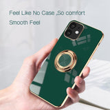 Dark Green Luxury Shockproof Silicone Ring Case Stand Cover for iPhone 14 13 12 Pro Max - iPhone 13 Pro