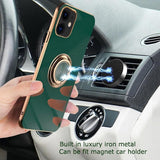 Dark Green Luxury Shockproof Silicone Ring Case Stand Cover for iPhone 14 13 12 Pro Max - iPhone 13 Pro