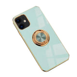 Light Cyan Luxury Shockproof Silicone Ring Case Stand Cover for iPhone 14 13 12 Pro Max - iPhone 12 Mini