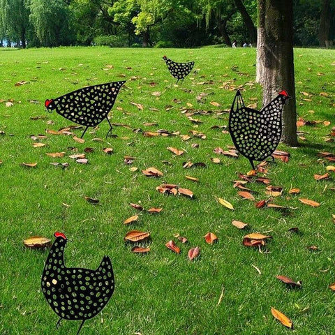 Garden Ornaments Chicken Yard Art Garden Backyard Lawn Decor Gift Easter Deco - C