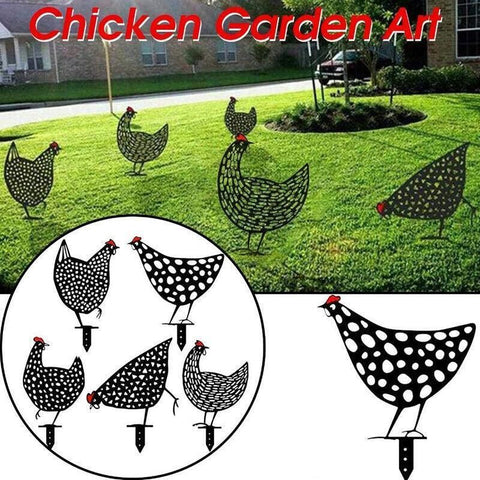 Garden Ornaments Chicken Yard Art Garden Backyard Lawn Decor Gift Easter Deco - C