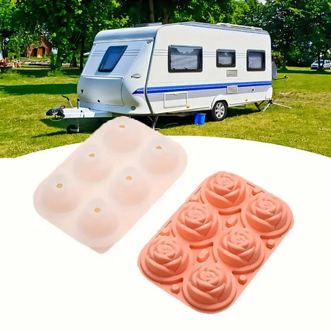 Large Ice Cube Tray Rose Maker Silicone Mold Whiskey Chocolate Jelly Mould DIY - Black